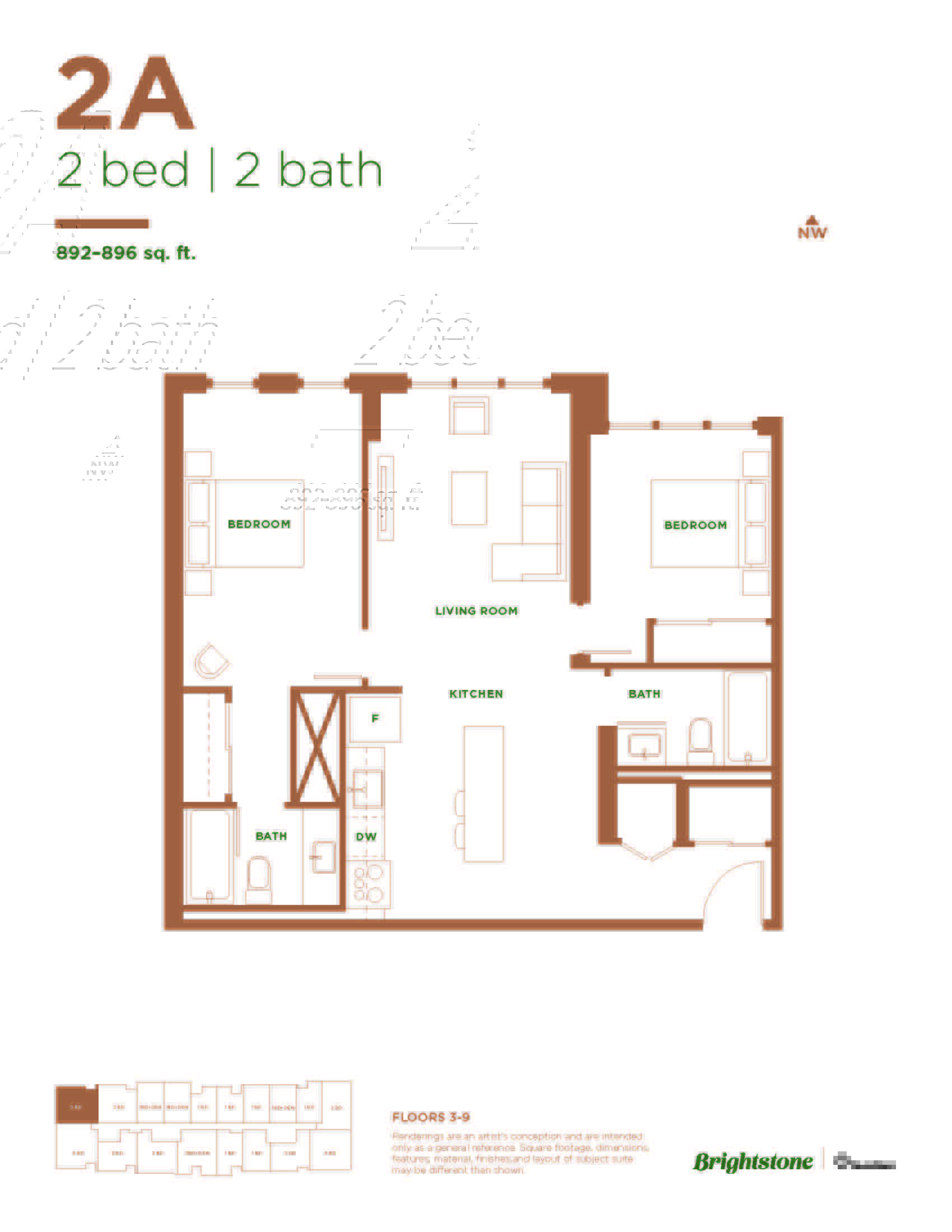 a typical floor plan of a 2 bedroom apartment